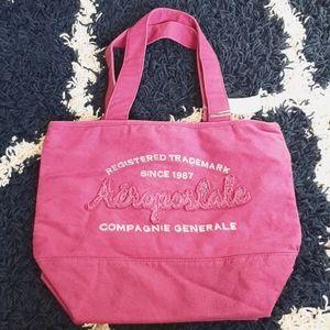 New Pink Canvas Aeropostale Tote Bag, Double Handles, Embroidered